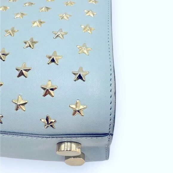 Auth Jimmy Choo Light Blue Star Studded 2way Mini Riley Satchel Top Hanfle Tote - Picture 8 of 15